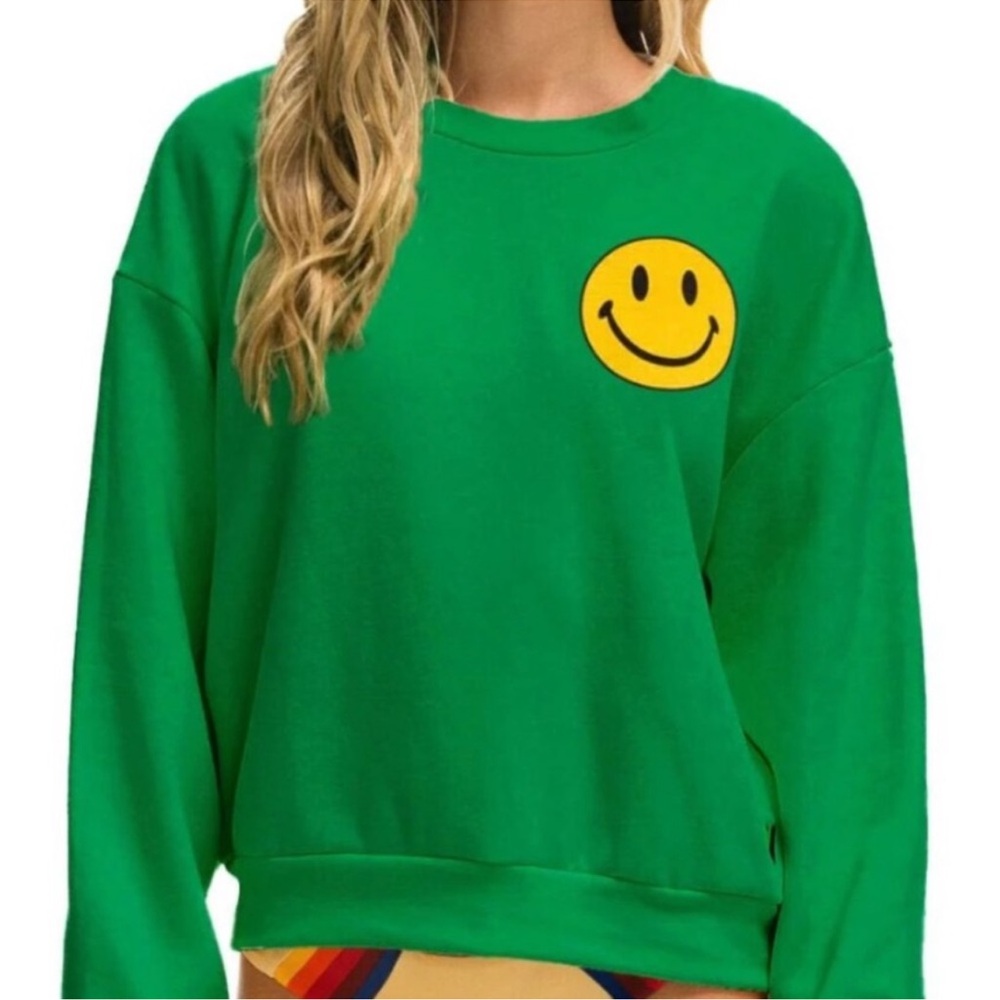 Aviator Nation Kelly Green Smiley Sweatshirt ⚡️
